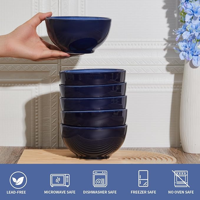 22 Oz Ceramic Cereal Bowls, 5.5 Inch Microwave & Dishwasher Safe Lead-free Soup - Image 6