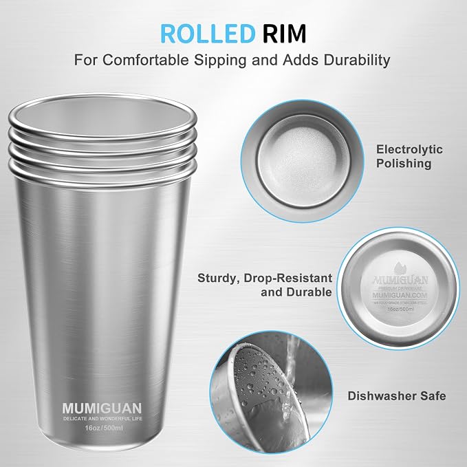 Stainless Steel Pint Cups 16oz/500ml, Stainless Steel Water Tumbler | Camping - Image 2