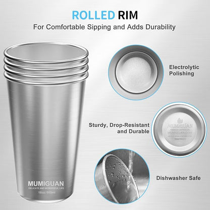 Stainless Steel Pint Cups 16oz/500ml, Stainless Steel Water Tumbler | Camping - Image 2