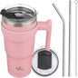 Konokyo 20 oz Tumbler with Handle and Straw, Insulated Travel Mug | Light Pink; by Konokyo