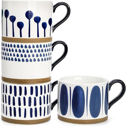 SOUJOY Set of 4 Large Ceramic Coffee Mugs, 15 Oz Hand Painted Coffee Cups - Image 4