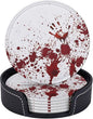 6 Pcs Halloween Haunted House Decoration Scary Bloody Handprint Leather Coasters by CAPVKING