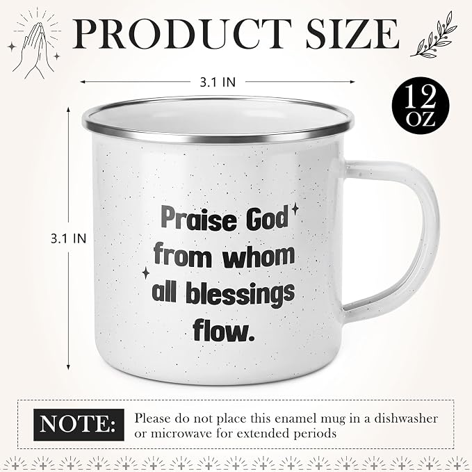 Willinglong Praise God Campfire Mug 12 oz Doxology Enamel Coffee Mug Holiday - Image 2