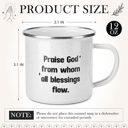 Willinglong Praise God Campfire Mug 12 oz Doxology Enamel Coffee Mug Holiday - Image 2
