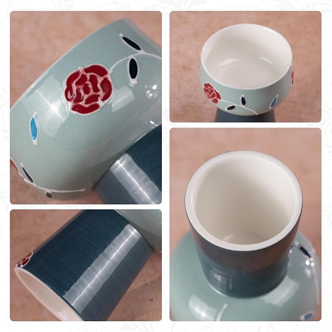KAMMAK Tea Cup Set of 2 Small Tea Cups 2.1oz Blue Porcelain Tea Cup Set - Image 4