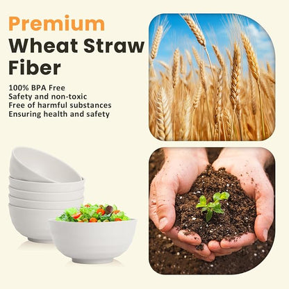 Wheat Straw Large Bowls 60 OZ Lightwewight Salad Bowls Unbreakable Serving Bowls - Image 3