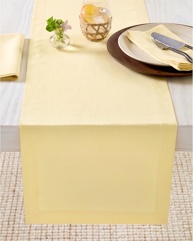 Solino Home 100% Pure Linen Table Runner Golden Straw, Fete 14 x 144 in | Table by SolinoHome