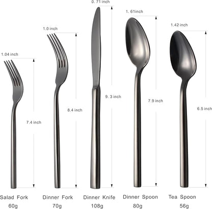 Silverware Set for 4,20 Pieces Forged Stainless Steel Flatware Set Cutlery Set,Heavy Duty and Modern Desgin,Fancy Tableware Cutlery Set for Home,Restaurant,Mirror Polished,Dishwasher Safe