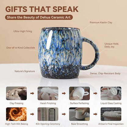Unique Reactive Glaze Ceramic Coffee Mug - 14 oz Large Coffee Cup - Image 4