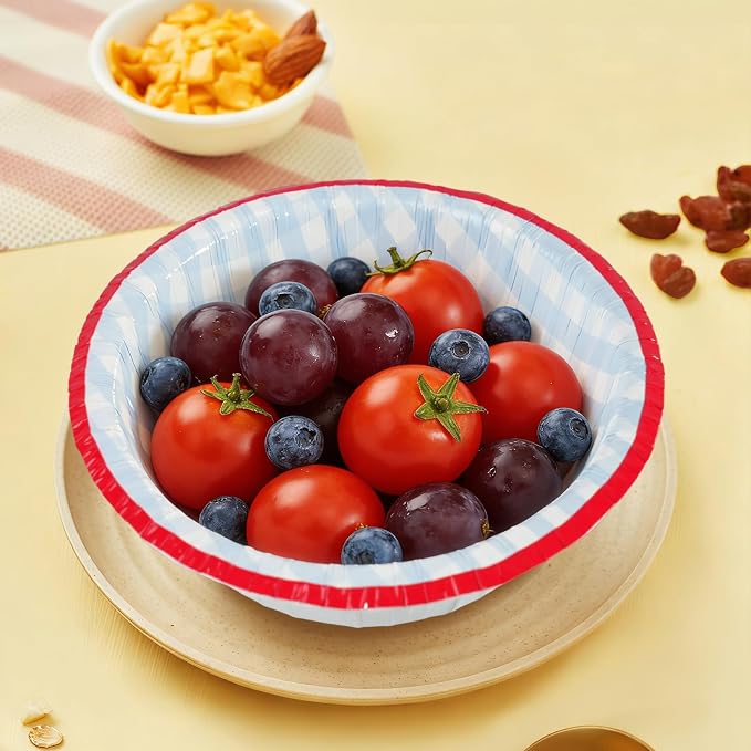50 Pcs Small Paper Bowls, 8 oz Disposable Gingham Bowls, Soak Proof, Cut Proof - Image 5