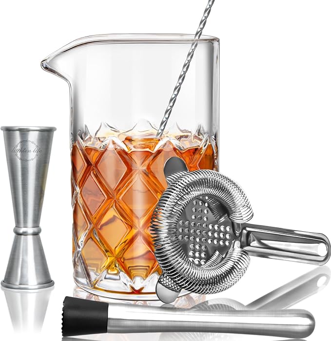 Cocktail Mixing Glass Set, Bar Mixing Set by LIGHTENLIFE
