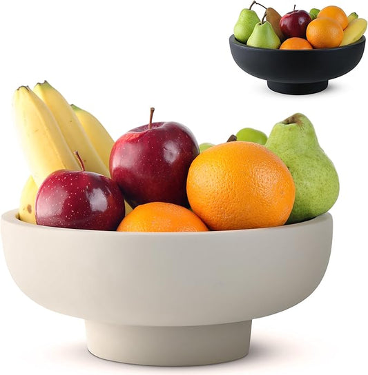 Handmade Concrete Bowl - 10x5x4.25 Inch Decorative Centerpiece Bowl for Fruits, Coffee Table, Kitchen Counter, Entryway or Shelf - Modern Minimalistic Decor (Light Gray)