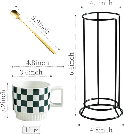 Miamolo Coffee Mugs with Stand and Spoons, Stacking Space-saving | 11oz - Image 2