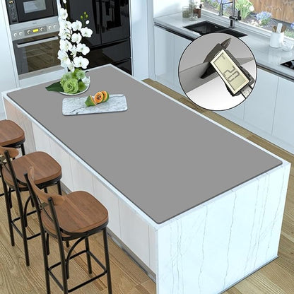 Silicone Mats for Kitchen Counter, 47.3"x23.6"x0.08" Largest Heat Resistant Mat Kitchen Island 2MM Thick Waterproof Countertop Protector Mat Nons-slip Extra Large Counter Mat (Light Gray)