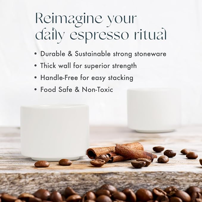 Folk Ceramics Leonard Ceramic Espresso Cups | Modern Stackable Demitasse Mugs - Image 2