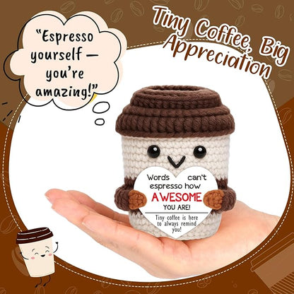Positive Crochet Coffee Cup Cheer Up Gift, Inspirational Gift - Image 2