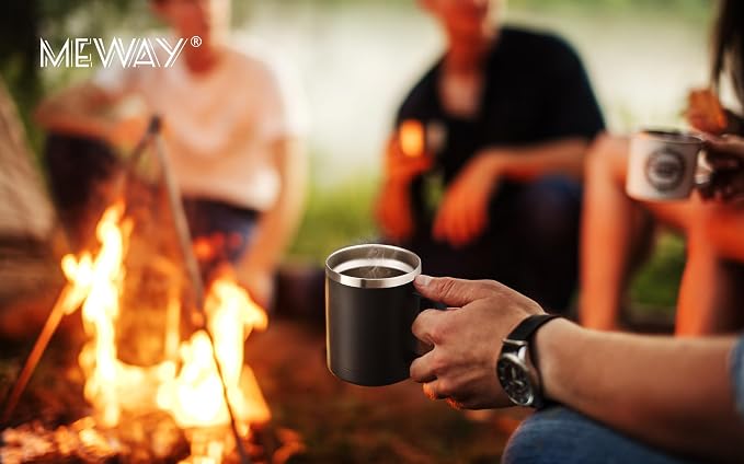 MEWAY 12oz Coffee Mug With Handle 2 Pack Bulk, Stainless Steel Insulated Travel - Image 9