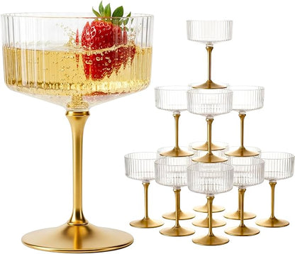 LIYH 20pcs Plastic Martini Glasses Disposable 10 Oz Clear and Gold Plastic Cups by LIYHLoveinyourheart