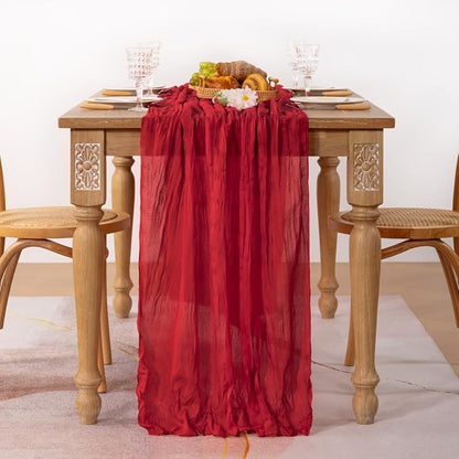 6 Pack Red Cheesecloth Table Runner 10ft Boho Gauze Annniversary Decor | - Image 4