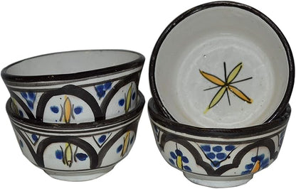 Moroccan Handmade Serving Bowl Set of 4 Small Dipping Sauce Butter Olive Oil Multicolored