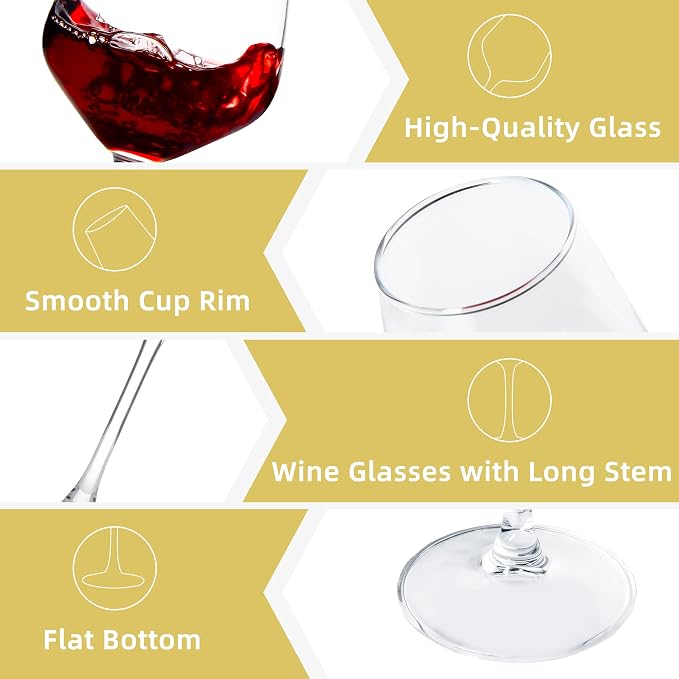 Wine Glasses Set of 12, 12oz Clear Red/White Wine Cup, Long Stem Wine Glasses - Image 3