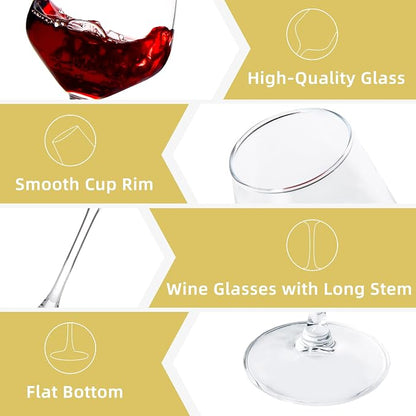 Wine Glasses Set of 12, 12oz Clear Red/White Wine Cup, Long Stem Wine Glasses - Image 3