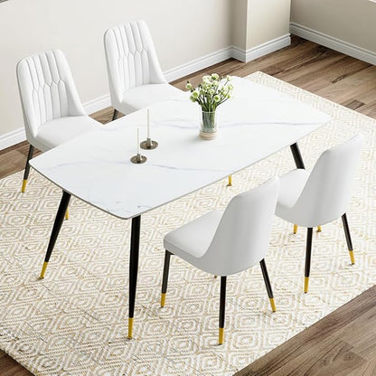 Dining Room Table Set for 4,Dining Table Set for 4, Sintered Stone Kitchen Table Top and Modern Chairs Set of 4 for Kitchen Dining Room