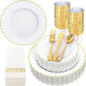 YOUBET 175PCS White and Gold Scalloped Plastic Plates by YOUBET