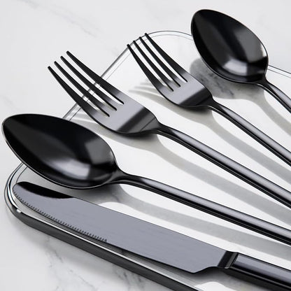 Black Silverware Set, 40 Piece Flatware Set - Image 6