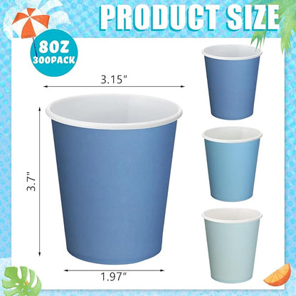 Mimorou 300 Pack 8 oz Disposable Blue Paper Cups, Coffee Cups - Image 2