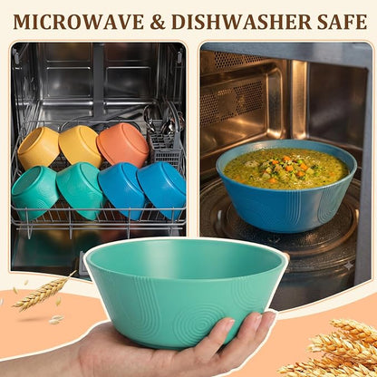PYRMONT Large Cereal Bowls 36 OZ Wheat Straw Bowls Set of 8 Alternative Plastic - Image 6