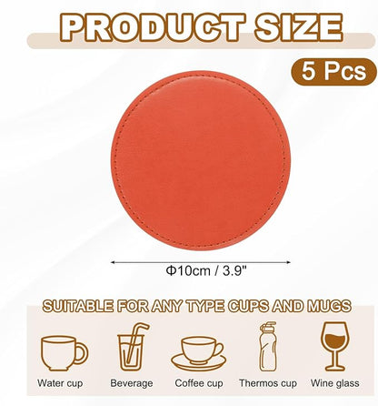 uxcell 5Pcs PU Leather Coasters - Image 2