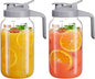 Glass Pitcher with lid, 64 oz Wide Mouth Mason Jar | Dual leak-proof lid by Junvpic