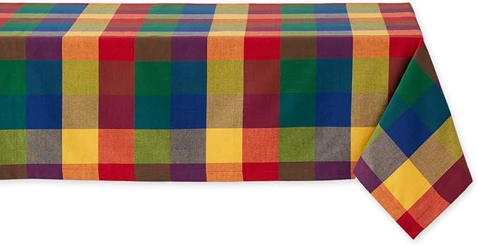 DII Checkered Tabletop Collection 100% Cotton, Machine Washable, Tablecloth by DII