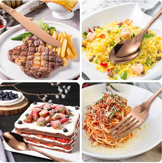 Vintage Silverware Flatware Set for 8, European Classic Style 32 Pieces Stainless Steel Tableware Cutlery Set,Fine Kitchen Utensils for Wedding Restaurant Hotel Christmas