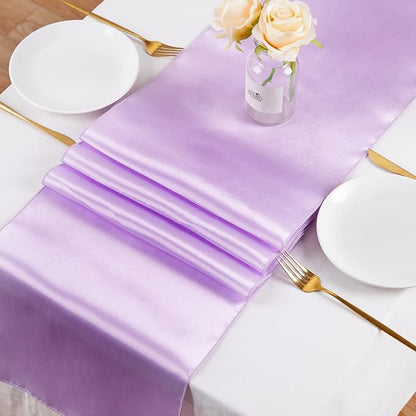 Lavender Satin Table Runners 10 Pack 12x108 inch Silk Smooth Fabric | Bright - Image 5