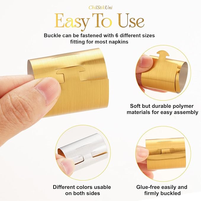 Holiday Parties Napkin Rings Set of 50, 2 Colors in 1, Reusable Adjustable - Image 6