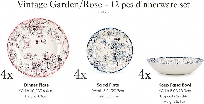 Tudor Royal 12-Piece Porcelain Round Dinnerware Set, Service - Image 2