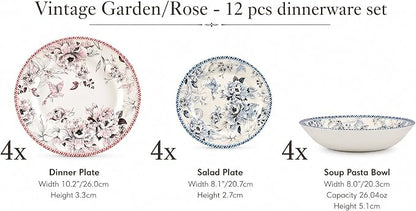 Tudor Royal 12-Piece Porcelain Round Dinnerware Set, Service - Image 2