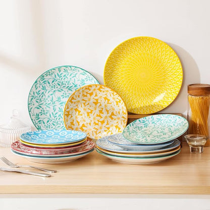 vancasso 8.25" Pastel Salad Plates Set of 6, Vintage Ceramic | Microwave - Image 9