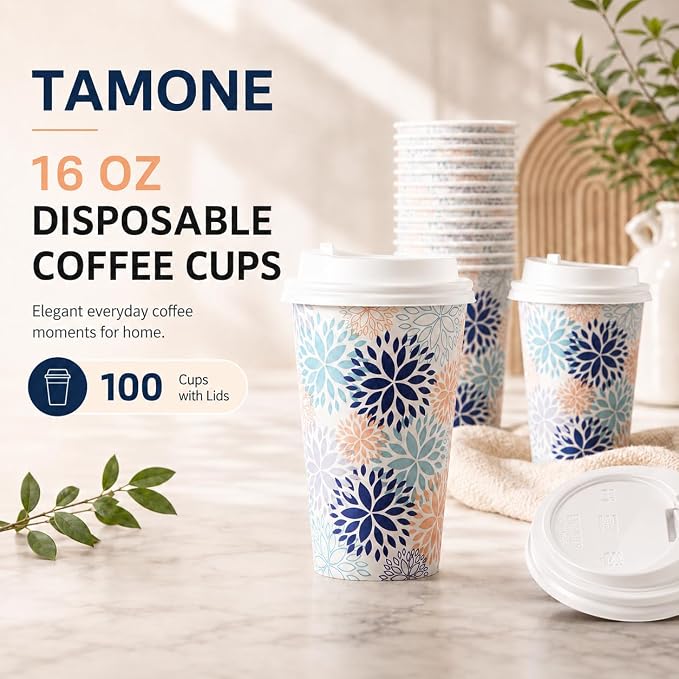 Tamone 100 PACK 16OZ Disposable Coffee Cups - Image 9