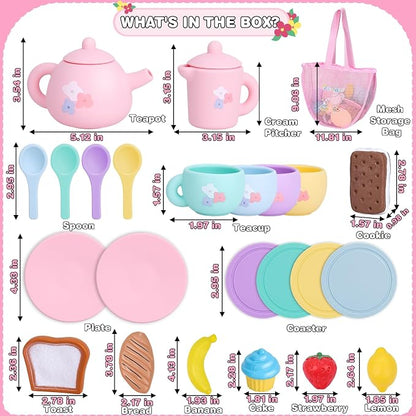 PRE-WORLD Silicone Tea Party Set, Kitchen Role Play Toy - Image 3
