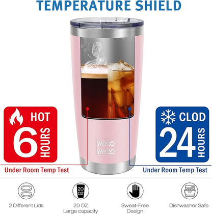 WETOWETO 20oz Tumbler with 2 lids and 2 straws, Stainless Steel Vacuum - Image 6