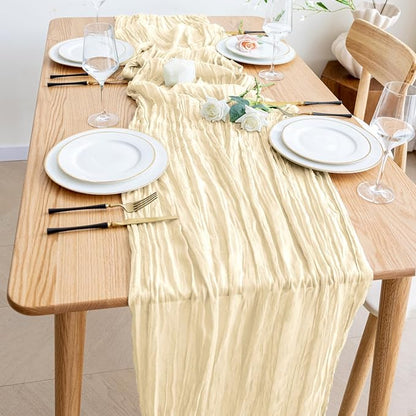Cheesecloth Table Runner Beige 10FT Boho Gauze Runner, 6 Pack | 120 Inch Cheese - Image 6