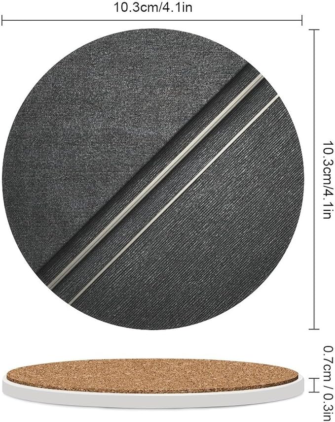 Thin White Lines Geometric Pattern Minimalist Coasters Set of 4 Absorbent - Image 2