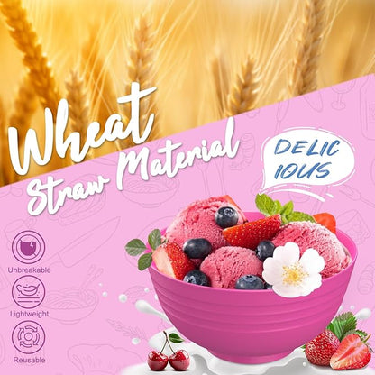 Wheat Straw Dinnerware Sets 40 PCS Bowl and Plate Sets With Cup Dishes Set for 8 Unbreakable Dish Sets Microwave Safe Plates Dinner Bowls Drinking Glasses With 4 Color - Flower Color