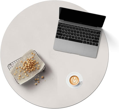 CENNBIE 30/24/20/18 Inches Round Table Mat - Cork Leather Placemats - Suitable as Side Dining Coffee Table Cover (Cream)