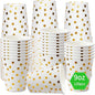 120 Pack White And Gold Paper Cups-9 oz Disposable Paper Cups by Sveikie