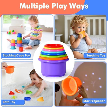 8 Pcs Stacking Cups Baby Stacking Toys, 8 Colors Educational Nesting Cups - Image 7