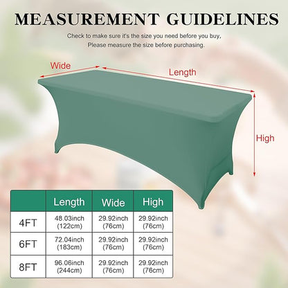 6Pack 8FT Table Cloth for Rectangular Fitted Events Stretch Turquoise Stone Table Covers Washable Spandex Tablecloth Protector for Party, Wedding, Cocktail, Banquet, Festival